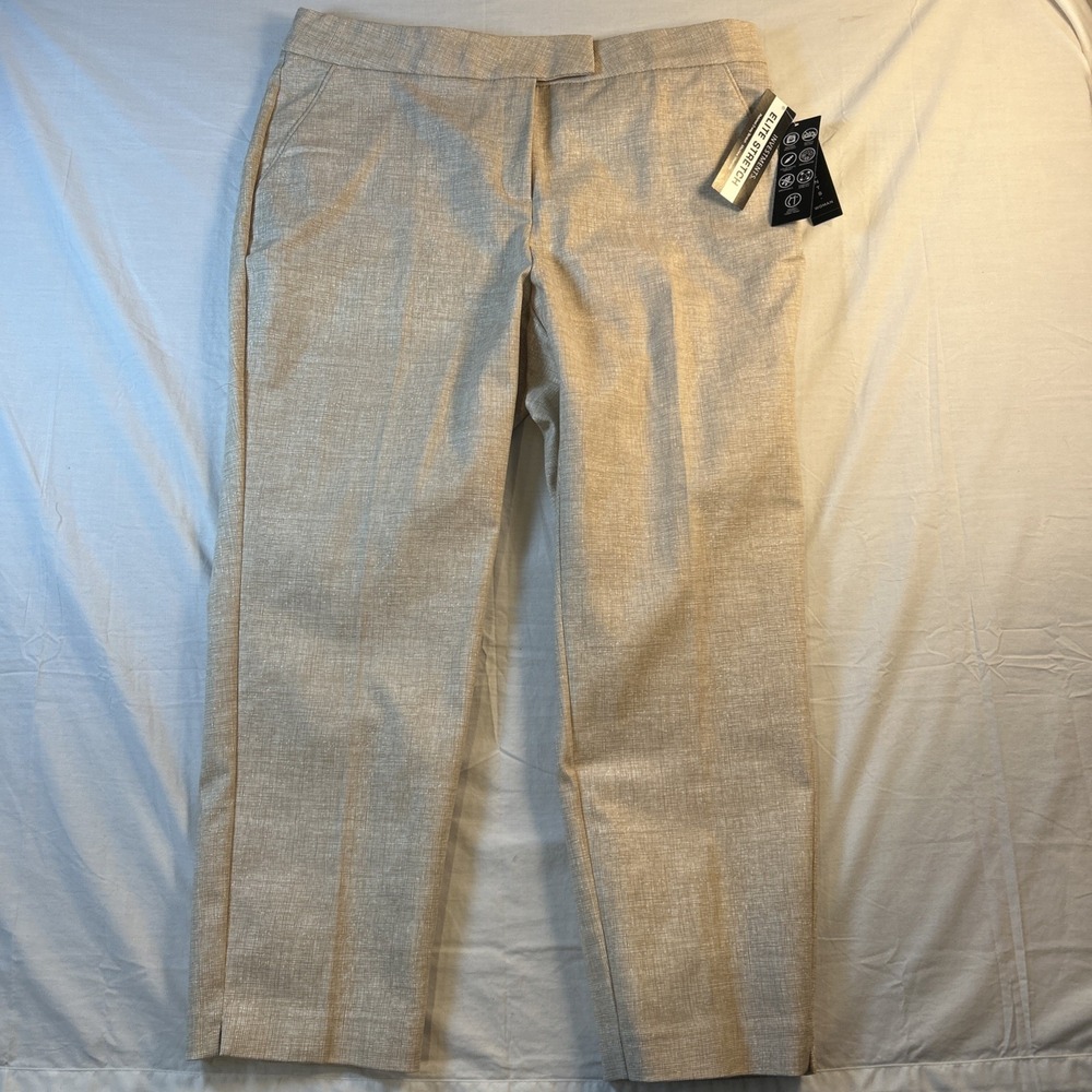Investments Dress Pants Women 14W Tan NWT 5th Ave Fit Straight Leg Tummy Support